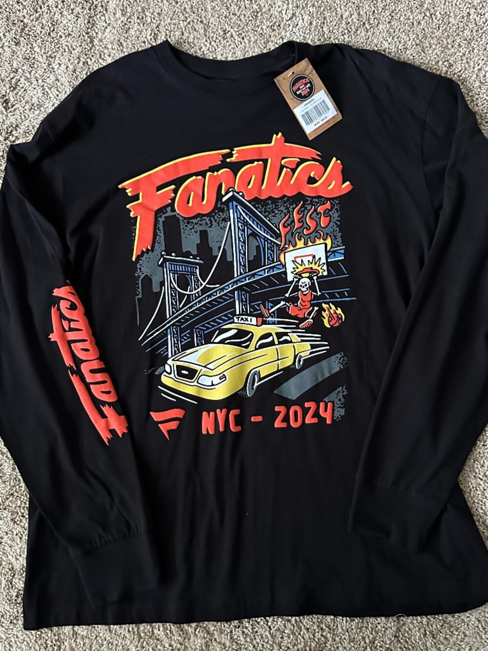 NWT Mitchell & Ness x Fanatics NYC Fanatics Fest L/S T-Shirt - Black - Size XL